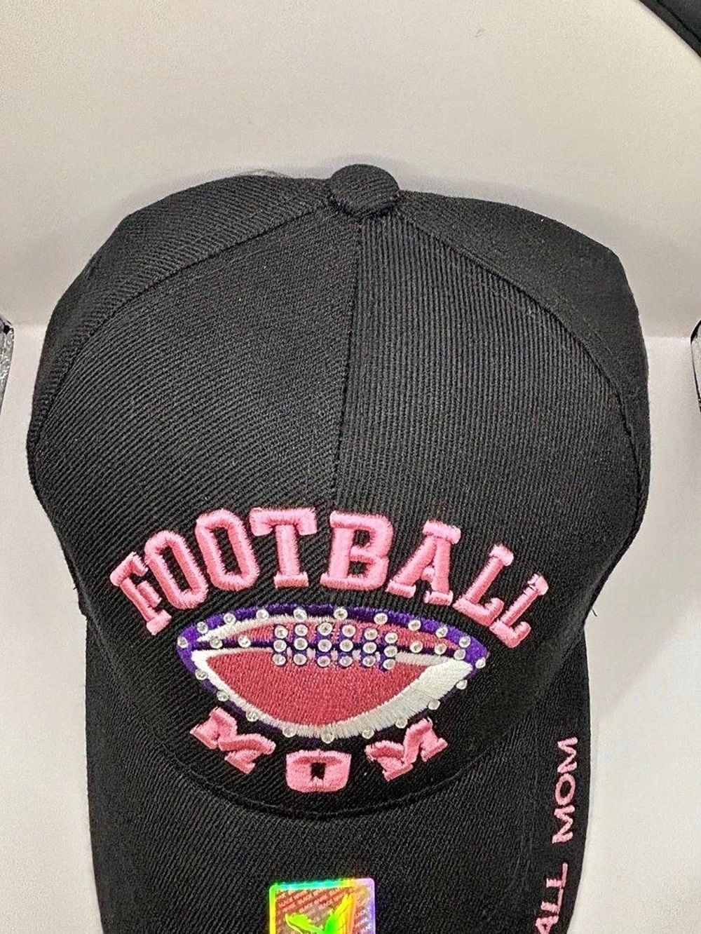 Football Embroidered Hat in Black & Pink